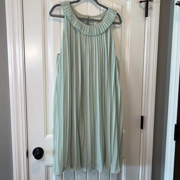 Mod cloth light mint green sleeveless flowy pleated party dress 2X wedding guest - Picture 4 of 11